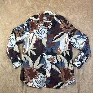 Perry Ellis Button Down Men's Shirt Size 3X AOP Bold Statement Cotton Stretch